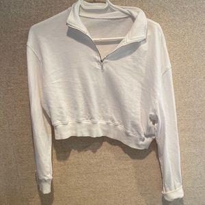 White cropped quarter zip